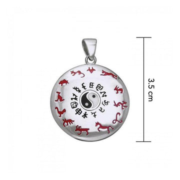 Chinese Astrology Yin Yang Silver Pendant TPD247 - Jewelry